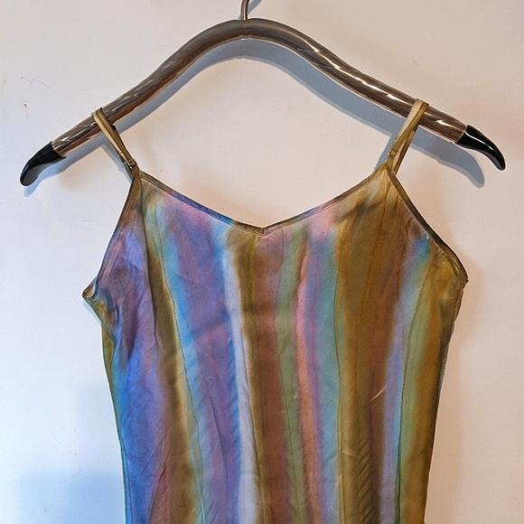 Handpainted Charmeuse satin Dress. Original. One of a kind wearable art Boho - Picture 11 of 16